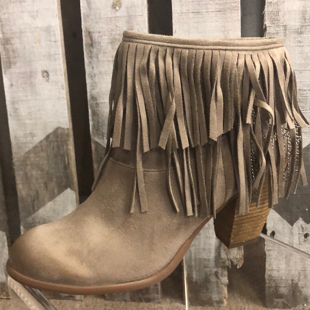 Not Rated Fringe boots  Taupe - New In Box